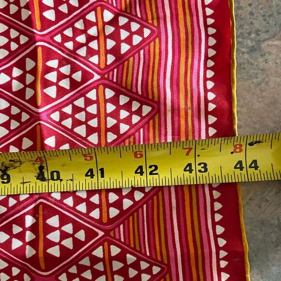 Vintage Vena Silk Hand rolled Scarf Japan Red Pink Orange - Picture 6 of 8